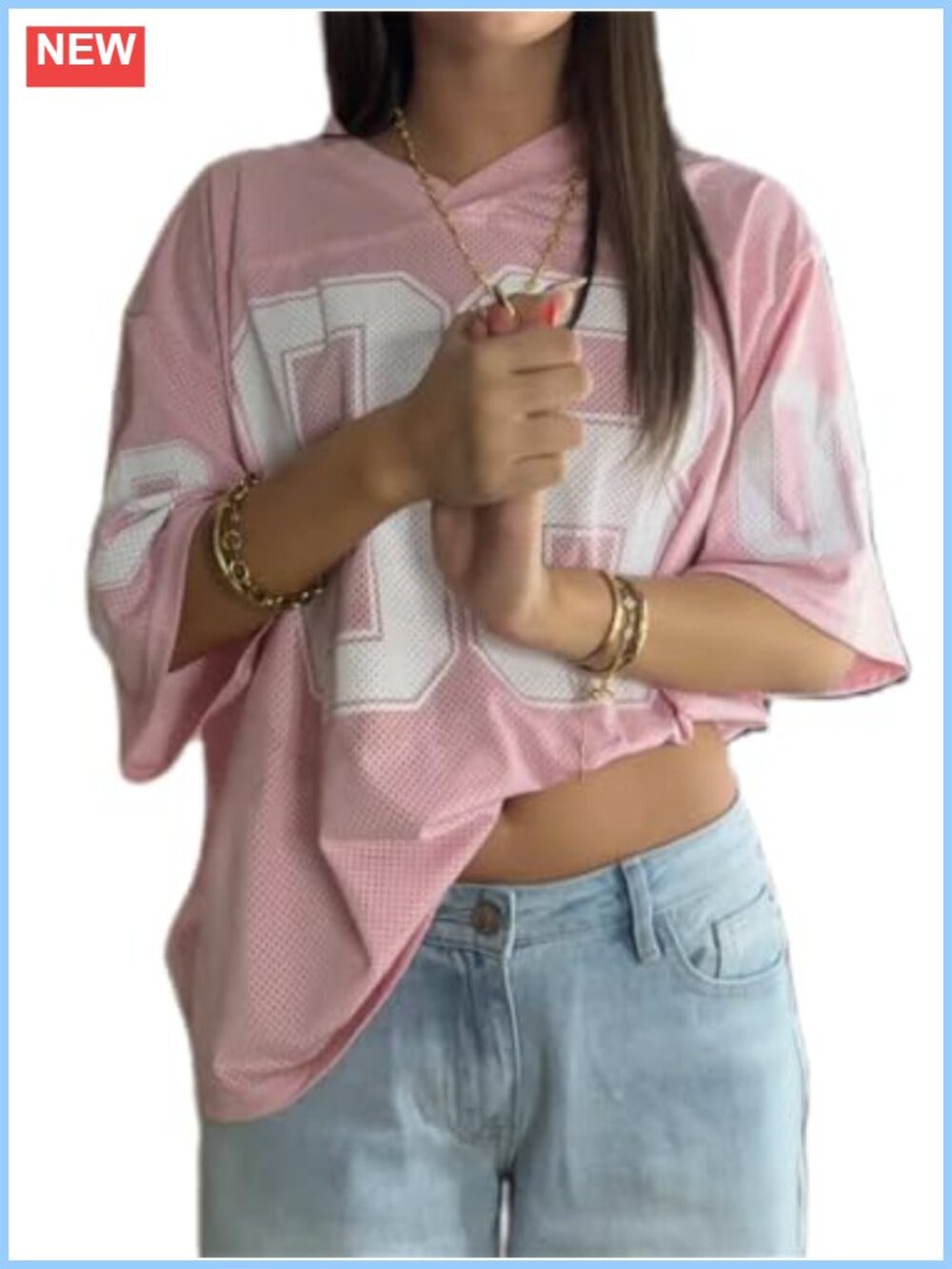 Y2K Oversized Graphic V-Neck Tee Short Sleeve Women